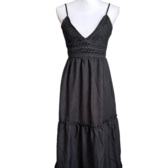 Say What? Black Spaghetti Strap Maxi Dress Size Small - Picture 4 of 16